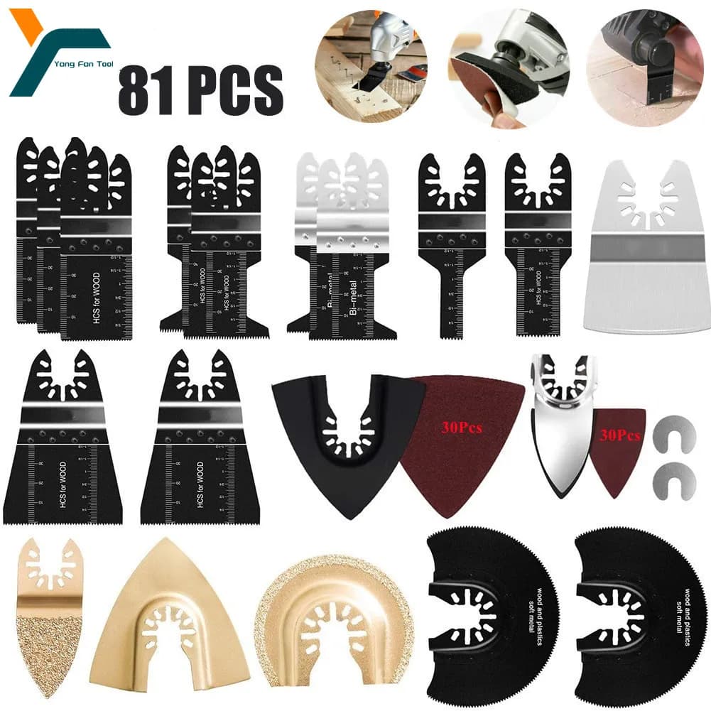 Professional Oscillating Multi-Tool Blade Set | 81-Piece Quick-Change Kit | Compatible with Bosch, DeWalt, Makita, Milwaukee - Thumbnail 2