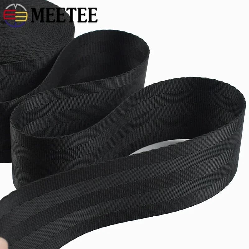 Black Nylon Elastic Webbing for Upholstery | 20-75mm Width | Heavy Duty Strap - Thumbnail 2