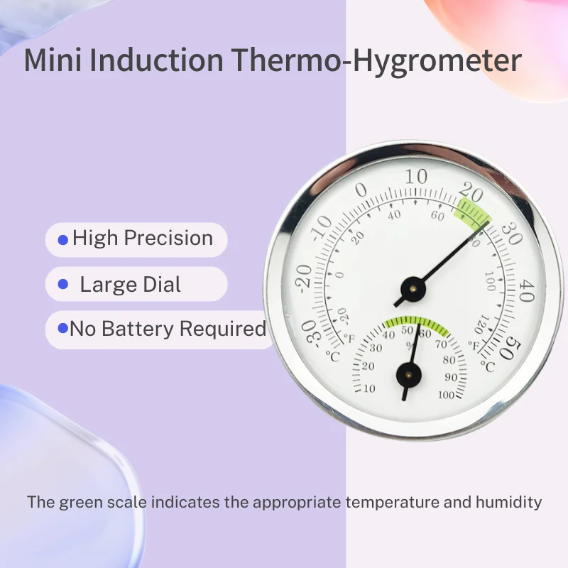 Mini Pointer Thermometer Moisture Meter | Indoor Temp & Humidity Gauge | No Battery Required - Thumbnail 2