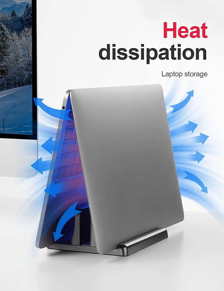 Dual Vertical Laptop Stand | Adjustable ABS Plastic | Space-Saving for Laptops & Tablets - Thumbnail 3