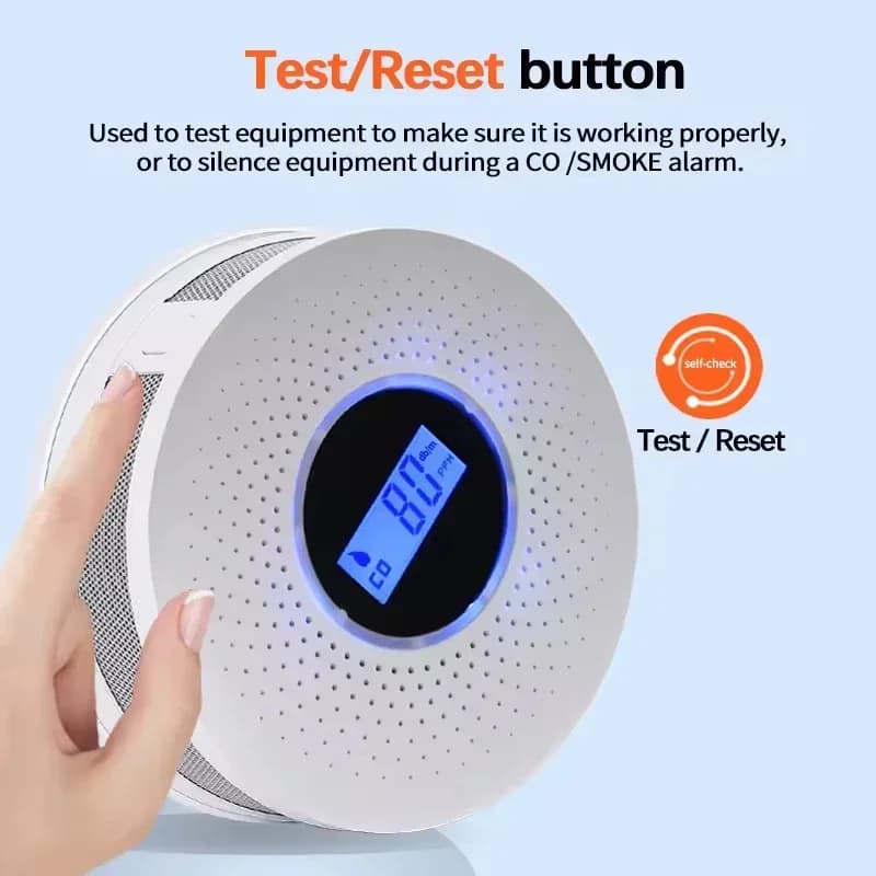 Carbon Monoxide Detector & Smoke Alarm | Electrochemical Sensor 85dB | LCD Display for Home Safety - Thumbnail 6
