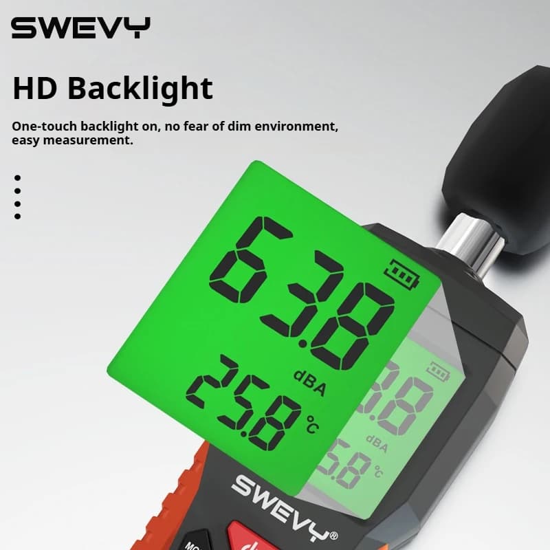 SWEVY Decibel Meter | 30-130dB Portable Sound Tester | Colour Screen - Thumbnail 2