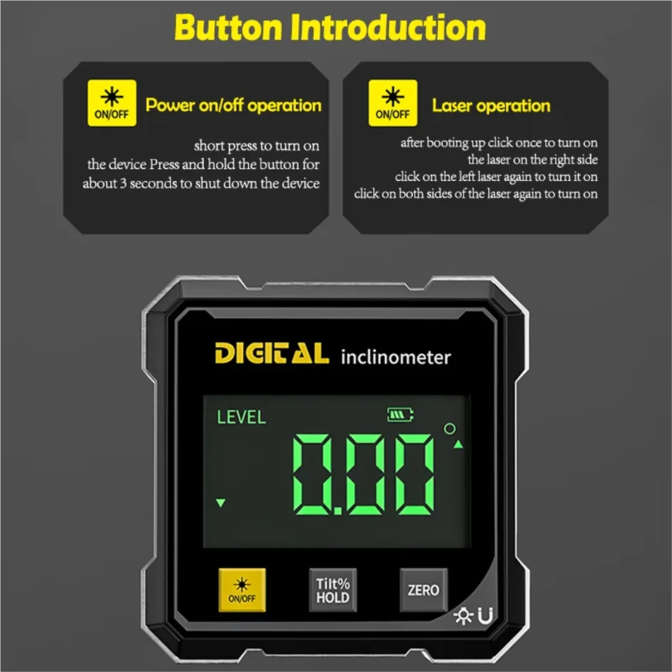 Laser Level Digital Angle Gauge | USB Rechargeable Inclinometer | Geological Dip Measurement - Thumbnail 5