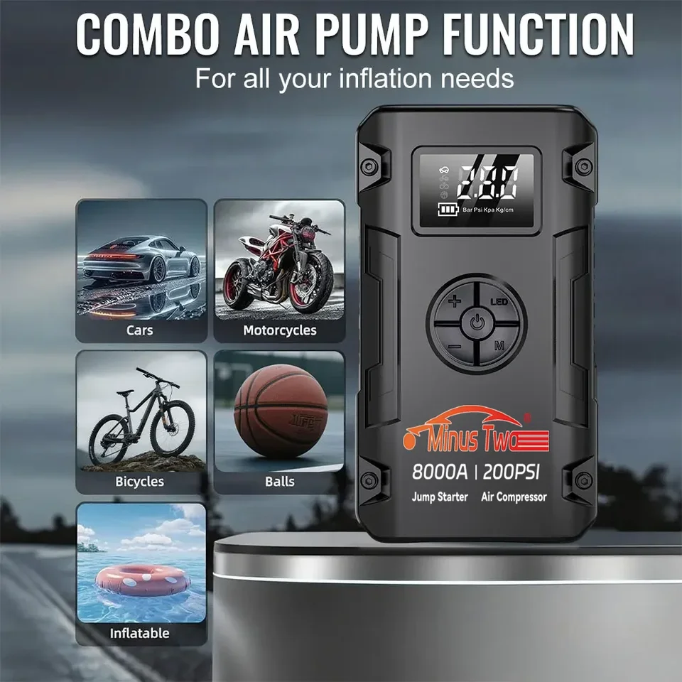 4-in-1 Car Jump Starter with Air Compressor | 4000A Peak | 200 PSI Tire Inflator - Thumbnail 5