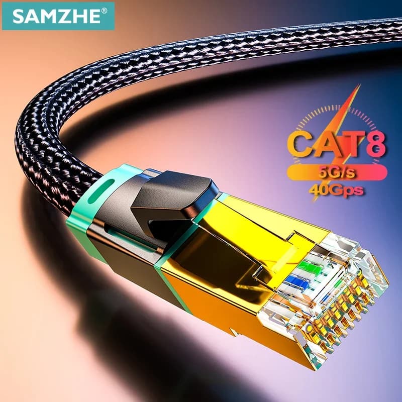 Cat8 Ethernet Cable | SFTP 40Gbps RJ45 | Gold Plated for Router/Modem - Thumbnail 2