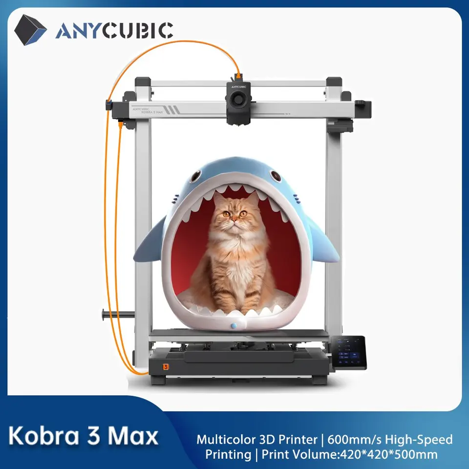 ANYCUBIC Kobra 3 Max 3D Printer | 600mm/s Speed | 420x420x500mm Build Volume - Thumbnail 3