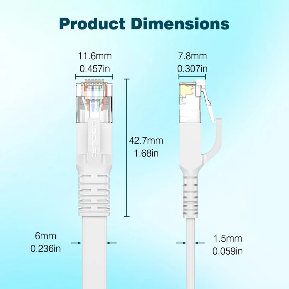 Cat6 Flat Ethernet Cable | 1Gbps RJ45 Patch Lead | Low Profile Internet Cable - Thumbnail 5