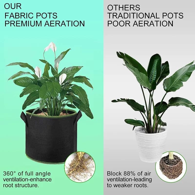 Plant Grow Bags | Thickened Non-Woven Aeration Fabric | With Handles, 2-10 Gallon - Thumbnail 6
