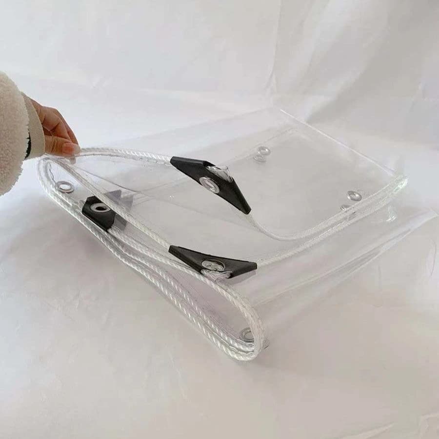 Clear PVC Tarpaulin | Heavy Duty Waterproof Sheeting | Garden & Balcony Protection - Thumbnail 3