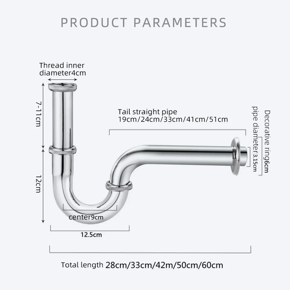 Bathroom Sink Drain Pipe Kit | Flexible Bottle Trap | Antique Pop-Up Waste - Thumbnail 3