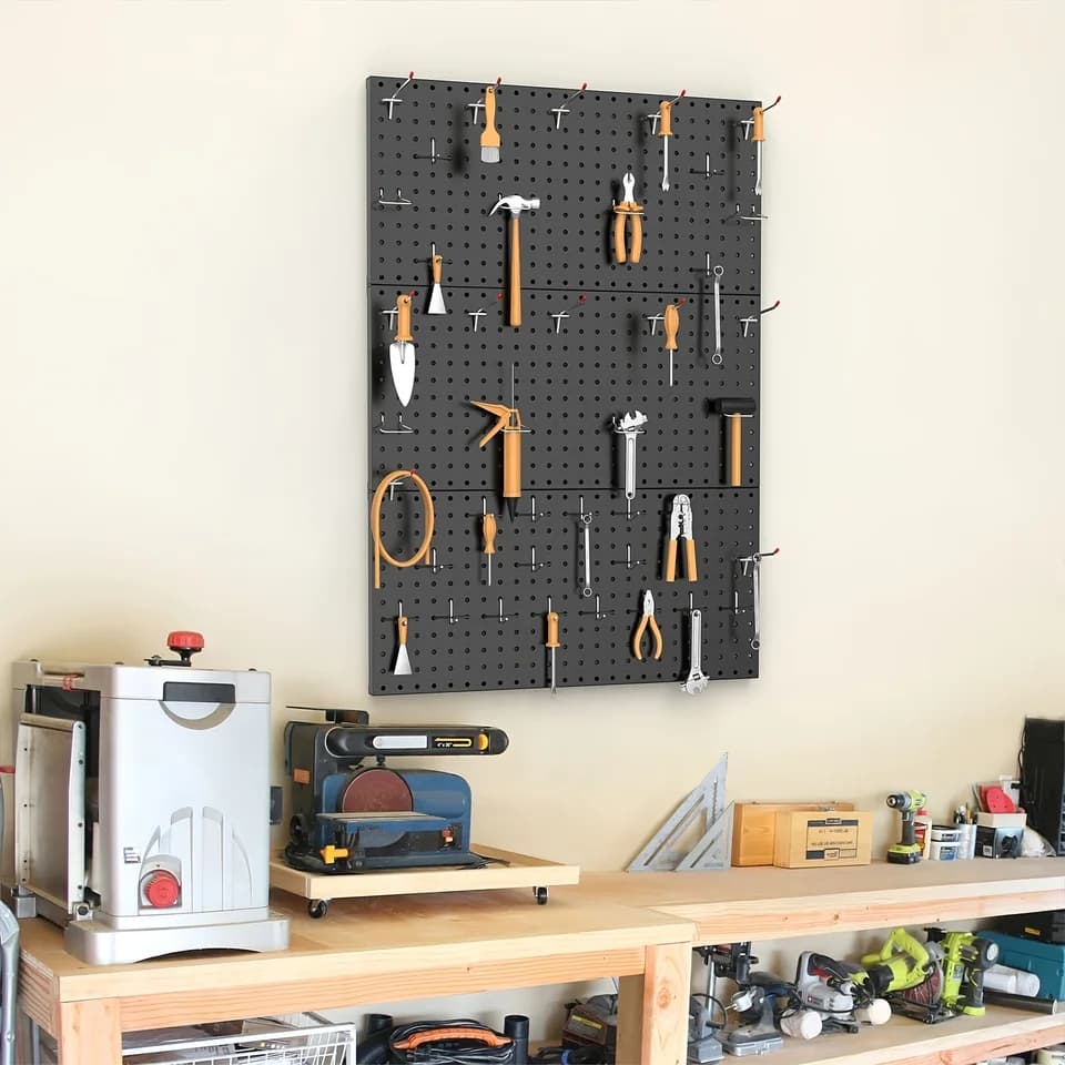2pc 24x12 Inch Metal Pegboard Organiser | Wall-Mounted Storage | Multi-Room Use - Thumbnail 5