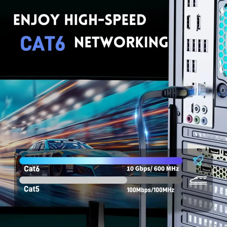 CAT6 Flat Ethernet Cable | Oxygen-Free Copper | PC Router Laptop - Thumbnail 4