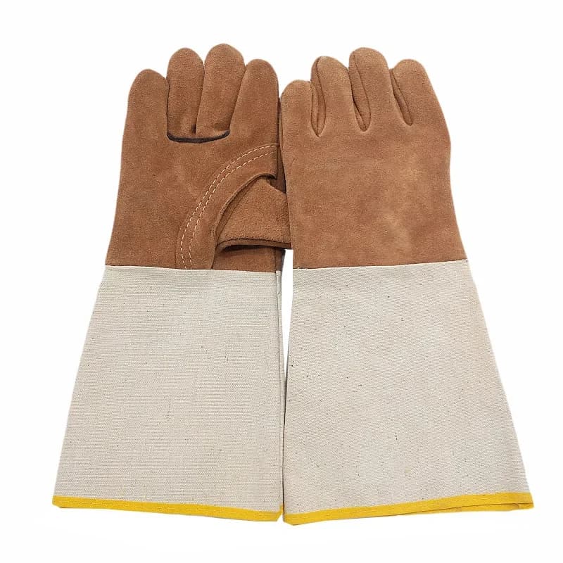 Welding Gloves | Long Wear-Resistant with Canvas Sleeve | Professional Welder Protective Gear - Image 1