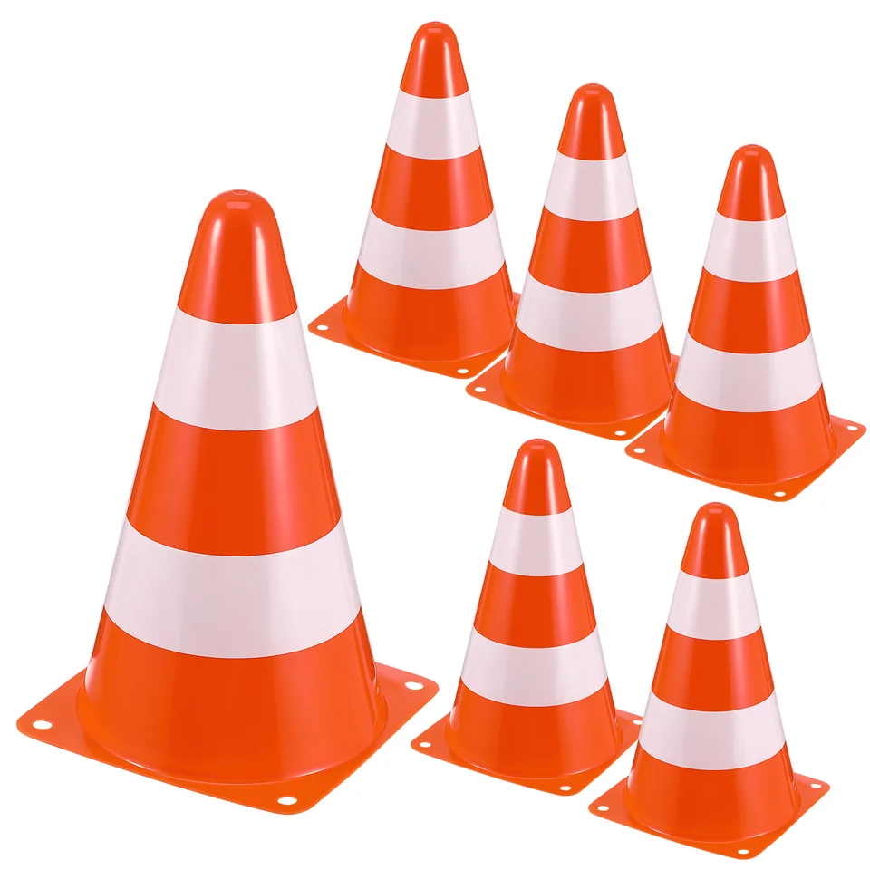 6x Road Traffic Cone | Durable Plastic Barrier | Stackable Parking & Site Management - Thumbnail 2