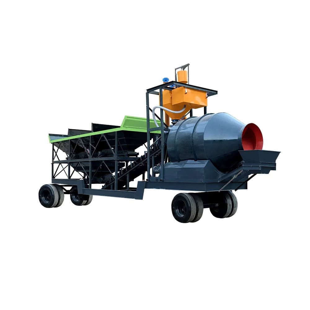 CE Approved Mobile Dry Concrete Mixing Plant, a professional portable concrete batching machine for on-site construction projects.
