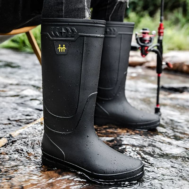 Men's Rain Boots | Waterproof Slip-On Work Boots | Non-Slip Fishing Shoes - Thumbnail 2