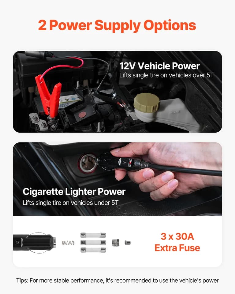 Electric Car Jack for Changing Tires | 15T 12V Dual-Powered | LED Light for Sedan SUV Truck - Thumbnail 7