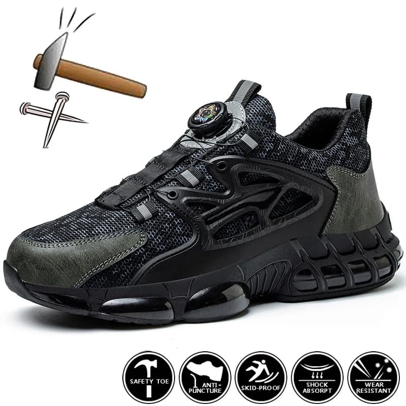 Steel Toe Cap Safety Boots | Rotating Button Fastening | Puncture Proof Sole - Thumbnail 2