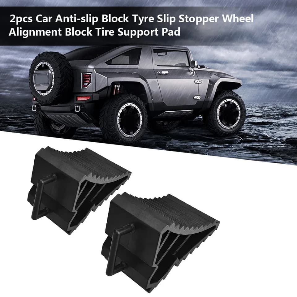 Heavy Duty Rubber Wheel Chock Block | Anti-Slip Parking Support | Tyre Alignment - Thumbnail 2