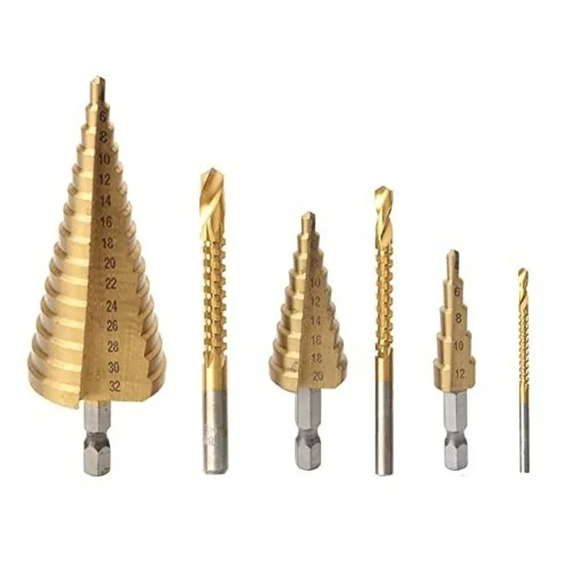 Titanium Coated Drill Bit Set | Step & Twist Drills | Metal & Wood - Thumbnail 3
