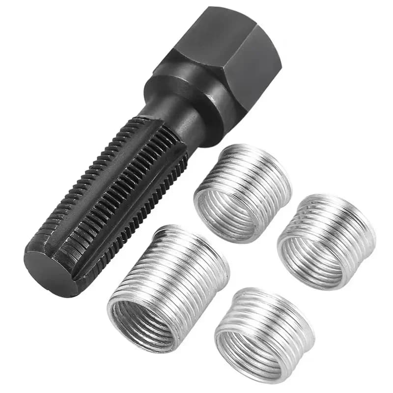 A M14 x 1.25 spark plug rethreader kit, a specialized tool for repairing damaged spark plug threads, as crucial as a spark plug gap tool.