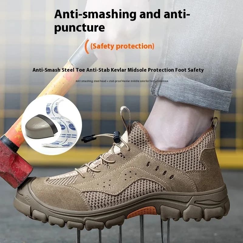 Men Steel Toe Shoes | Breathable & Anti-Puncture | Slip-On Work Footwear - Thumbnail 4