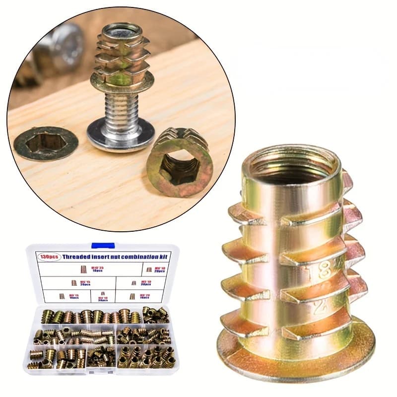 Insert Nut Tool Kit | 70/100pcs Zinc Alloy Fastener Set | Professional Wood Furniture Connectors - Thumbnail 2