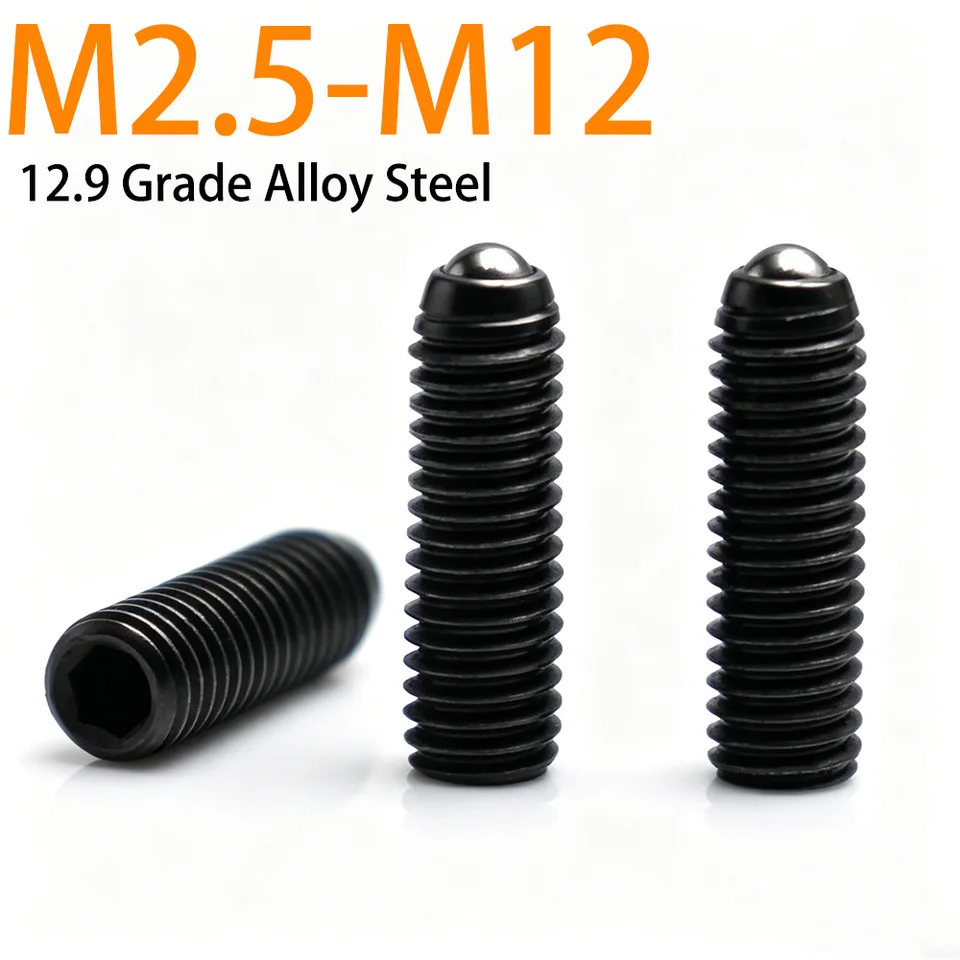 12.9 Grub Screws | Spring Ball Plunger Set Screw | M2.5-M12 Hex Socket - Thumbnail 2