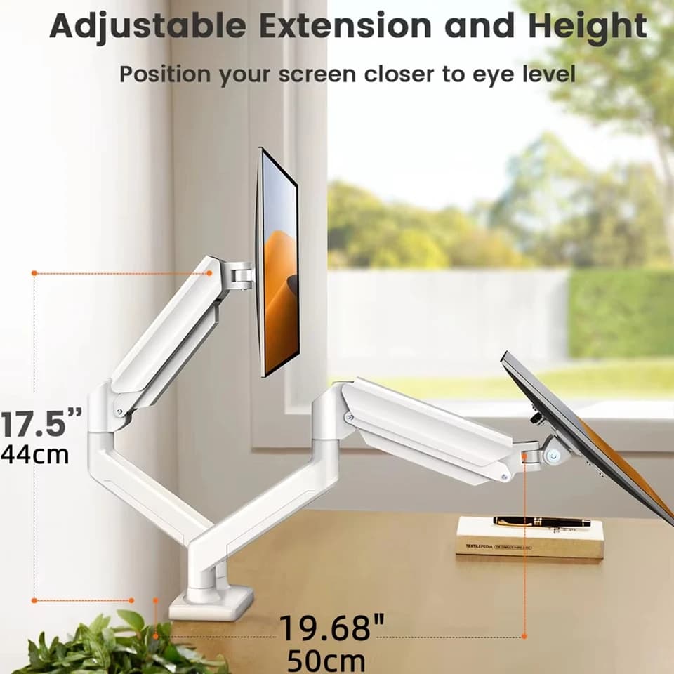 Dual Monitor Stand | 13-32" Screens, 180° Swivel | Home & Office Use - Thumbnail 3