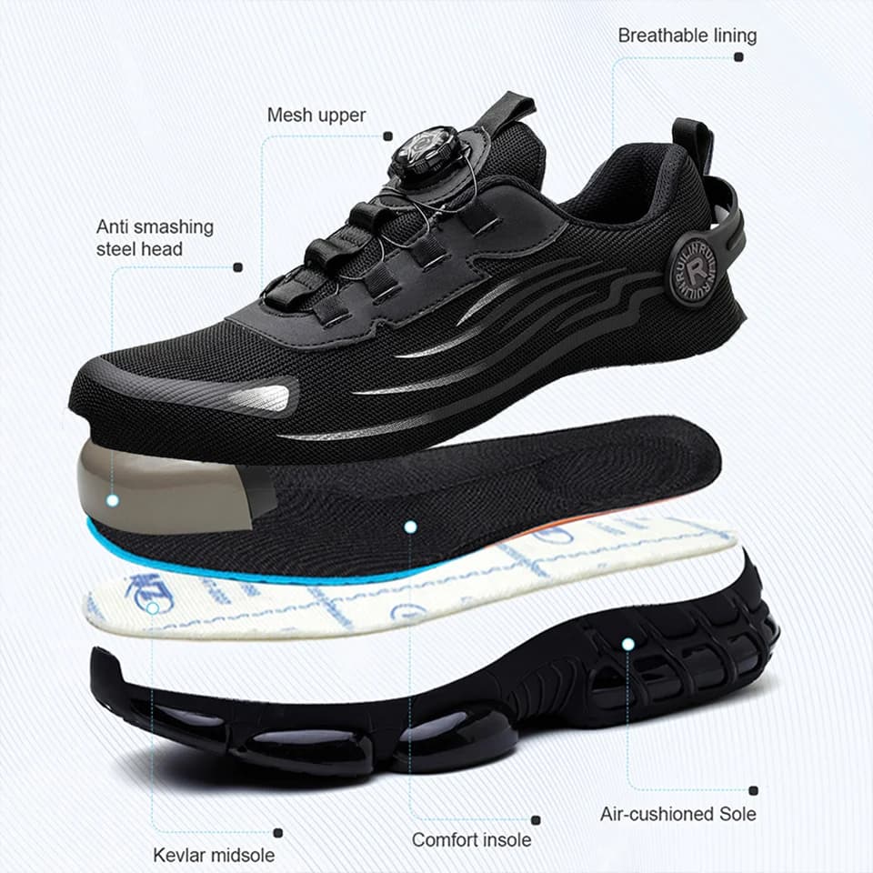 Steel Toe Cap Safety Boots | Slip Resistant Work Shoes | Men's Tough Sneaker - Thumbnail 4