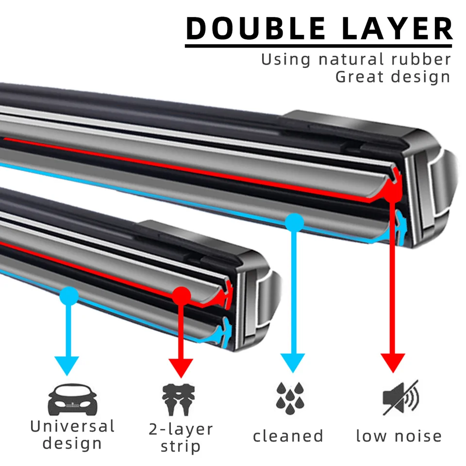 26 Inch Wiper Blades | All-Weather Frameless | Windshield Wipers Set - Thumbnail 3