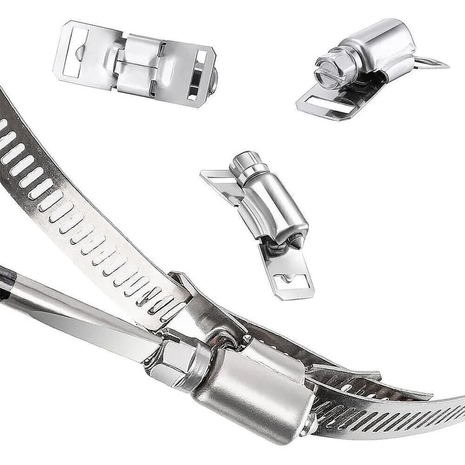 Stainless 304 Steel Hose Clamp Strap | Adjustable Worm Gear Clip | Pipe Ducting Fastener - Thumbnail 2