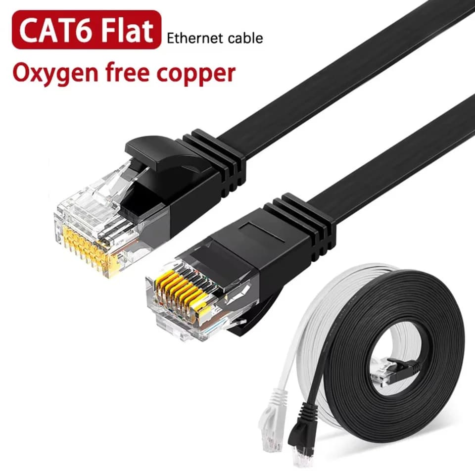 CAT6 Flat Ethernet Cable | Oxygen-Free Copper | PC Router Laptop - Thumbnail 3