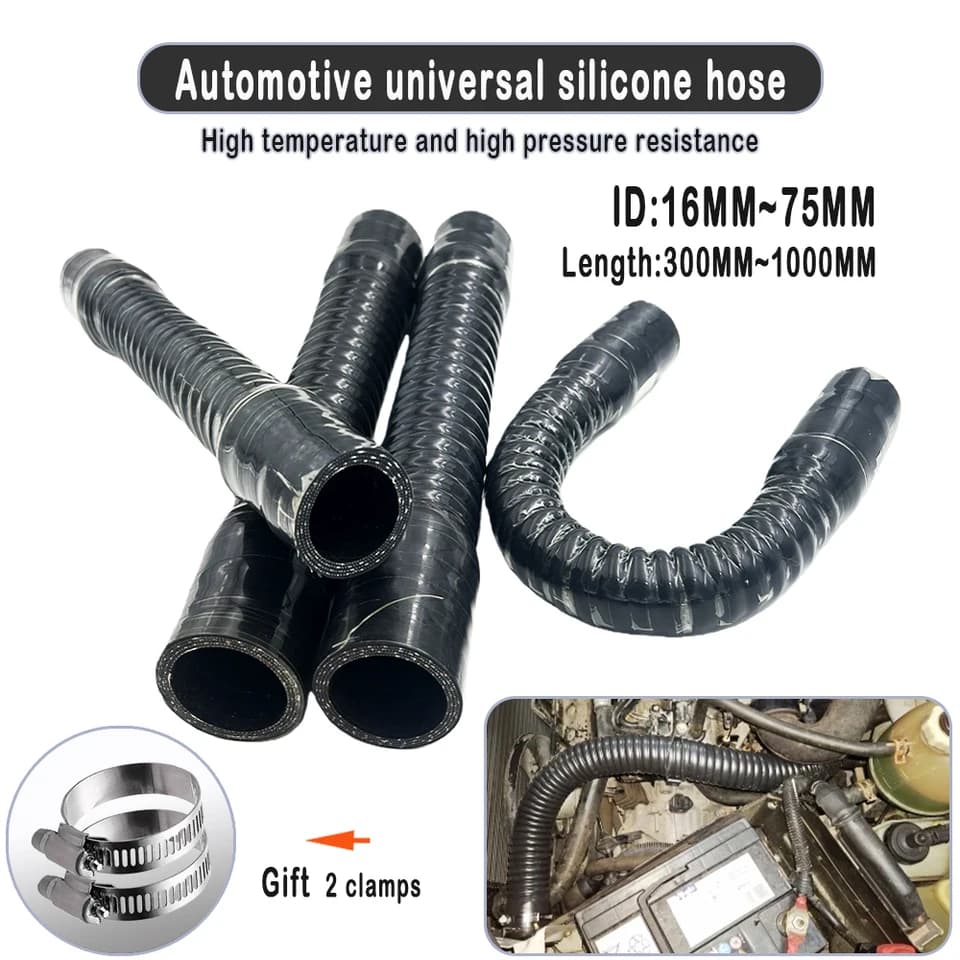 Black Silicone Flexible Washing Machine Hose | Universal Radiator/Air Intake | ID 16mm-75mm - Thumbnail 3