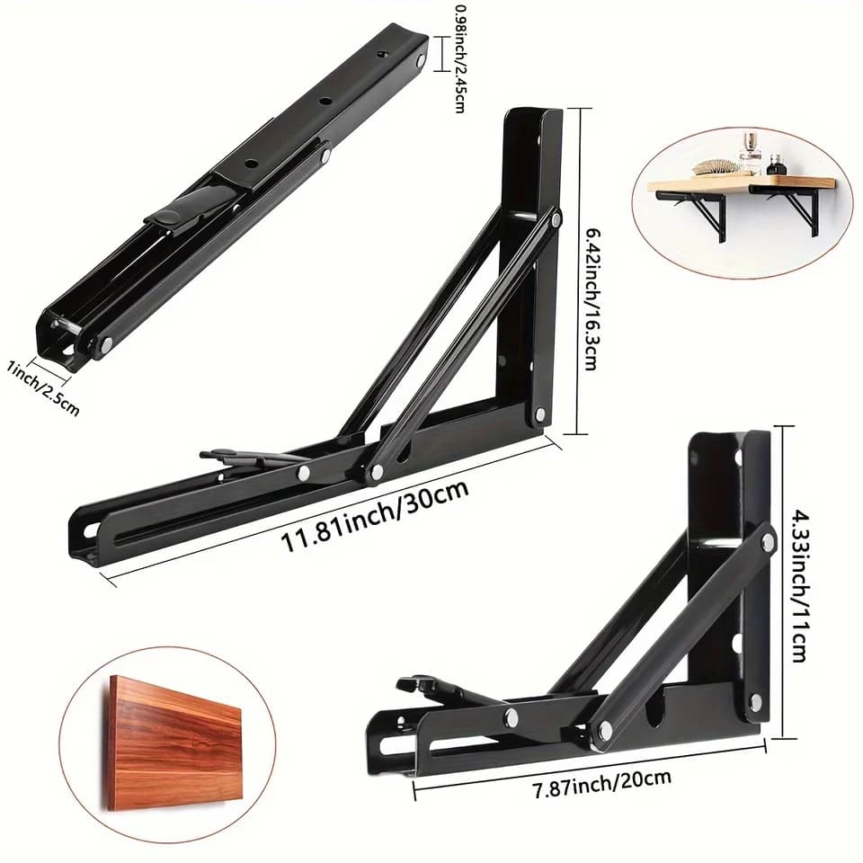 Folding Angle Brackets | 300x163mm Heavy Duty | Wall Mount Support - Thumbnail 2