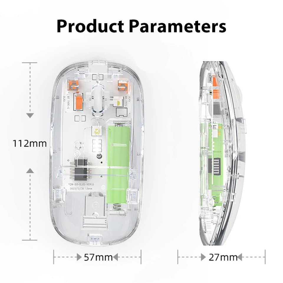 Wireless Mouse | Dual Mode Bluetooth & 2.4GHz | Silent Rechargeable Office Mouse - Thumbnail 6