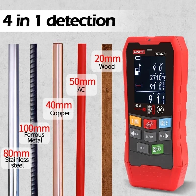 UNI-T UT387E UT387S UT387LM Stud Finder | 4-in-1 Metal & AC Voltage Detector | Wood & Live Wire Tracker - Thumbnail 5