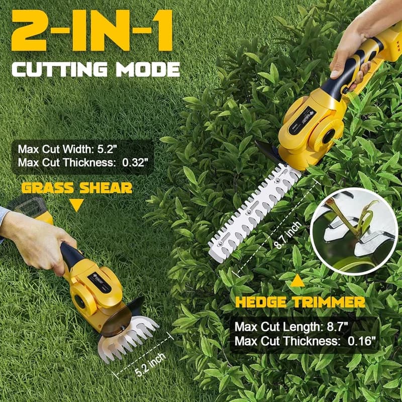 Brushless Hedge Trimmer for DeWalt 20V | 2-in-1 Grass Shears | Cordless Garden Tool - Thumbnail 5