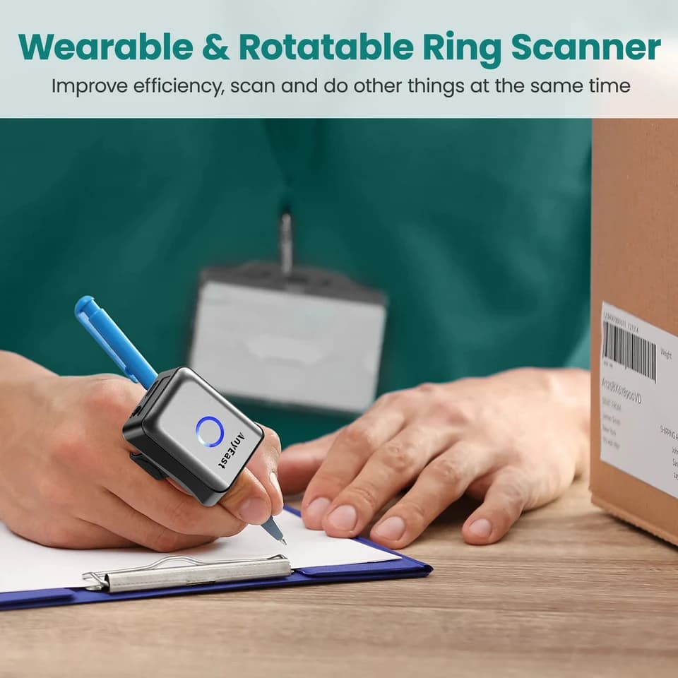 Ring Barcode Scanner | Wireless 2D for Android/iOS | Finger-worn Data Matrix Reader - Thumbnail 4