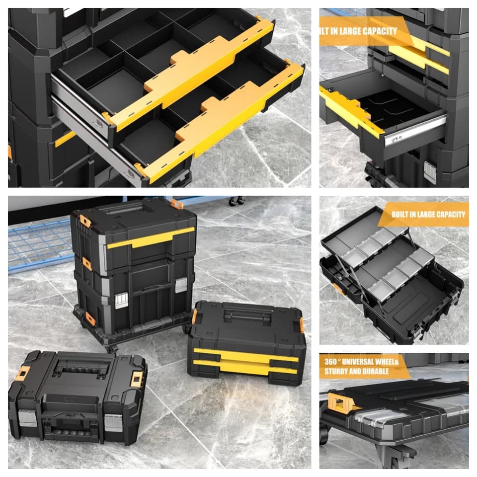 Stackable Rolling Tool Box | Portable Plastic Storage | Garage Organiser - Thumbnail 5