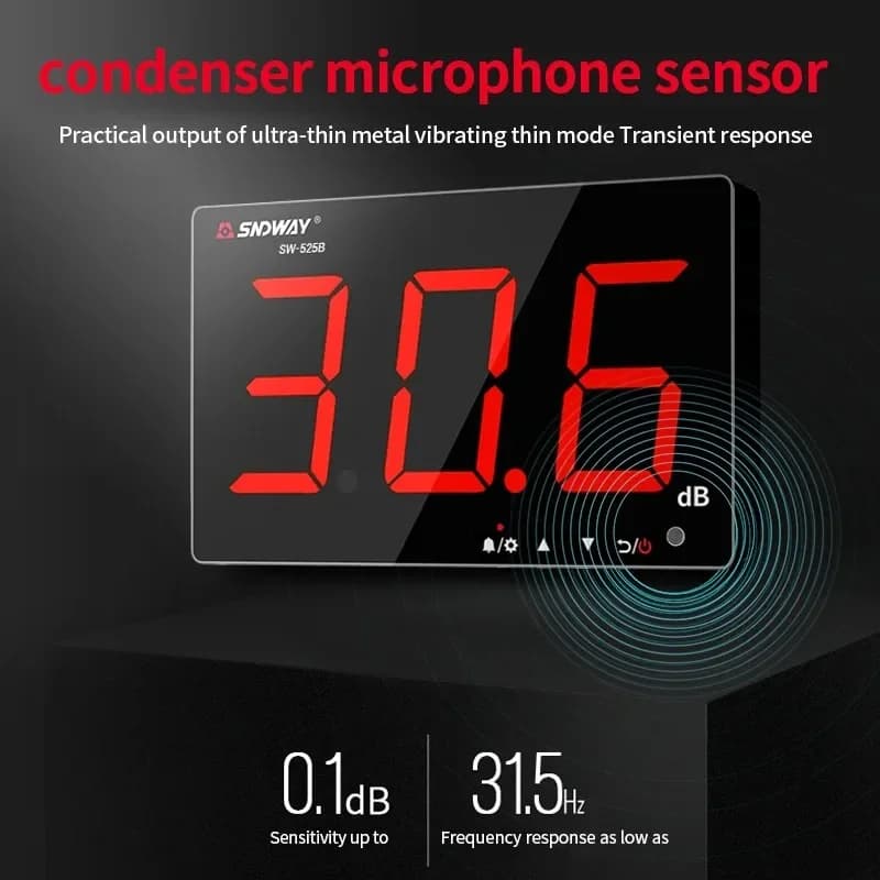 SNDWAY SW-525A/B/G Decibel Meter | Wall Mount/Handheld 130dB | Data Storage - Thumbnail 5