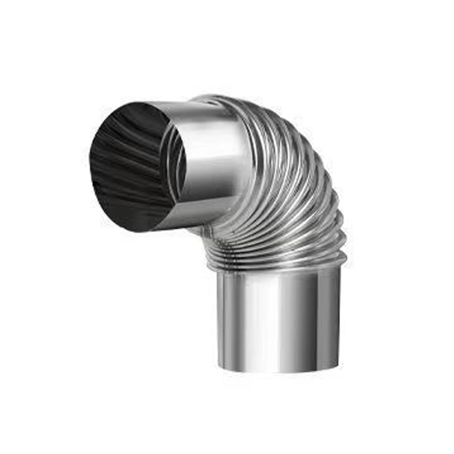 Stove flue pipe 90-degree elbow with rain cap for wood stove heater exhaust, available in 50mm, 60mm, 70mm, and 80mm diameters.