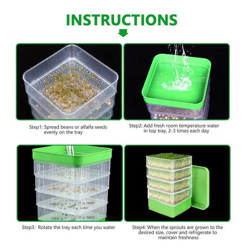 Seed Sprouter Tray | With Cover & Drainage | Soilless Germination - Thumbnail 3