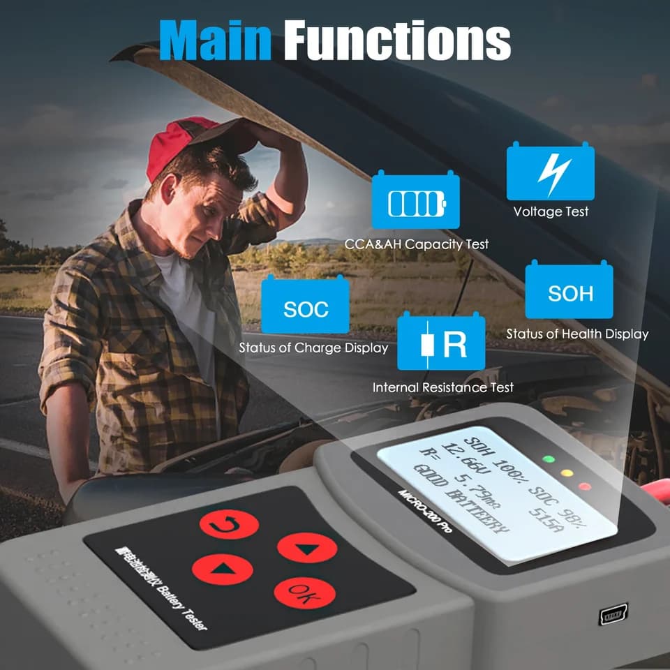 12V Car Battery Tester | CCA & Capacity Analyzer | For Garage Workshop Use - Thumbnail 6