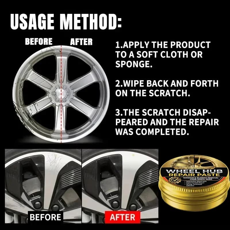 Car Wheel Hub Repair Paste | Scratch Remover & Anti-Rust Gloss | 1-22 Pieces - Thumbnail 7