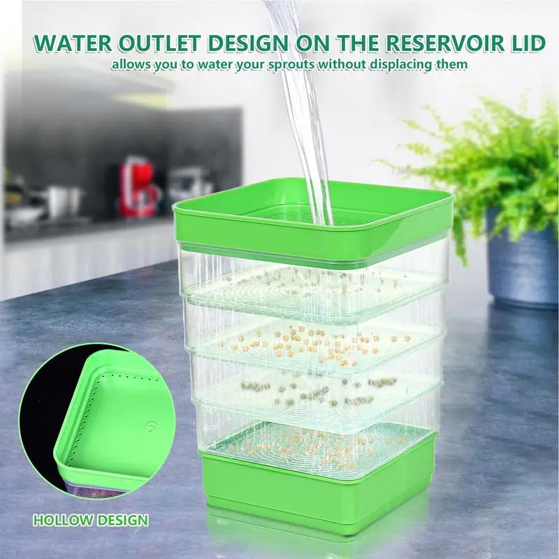 Seed Sprouter Tray | With Cover & Drainage | Soilless Germination - Thumbnail 4
