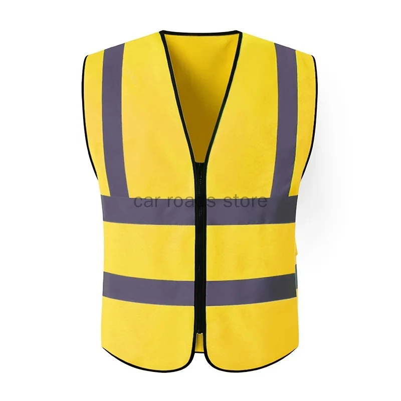 Vis Vest | Zipper Front with Reflective Strips | Neon Construction Safety - Thumbnail 5