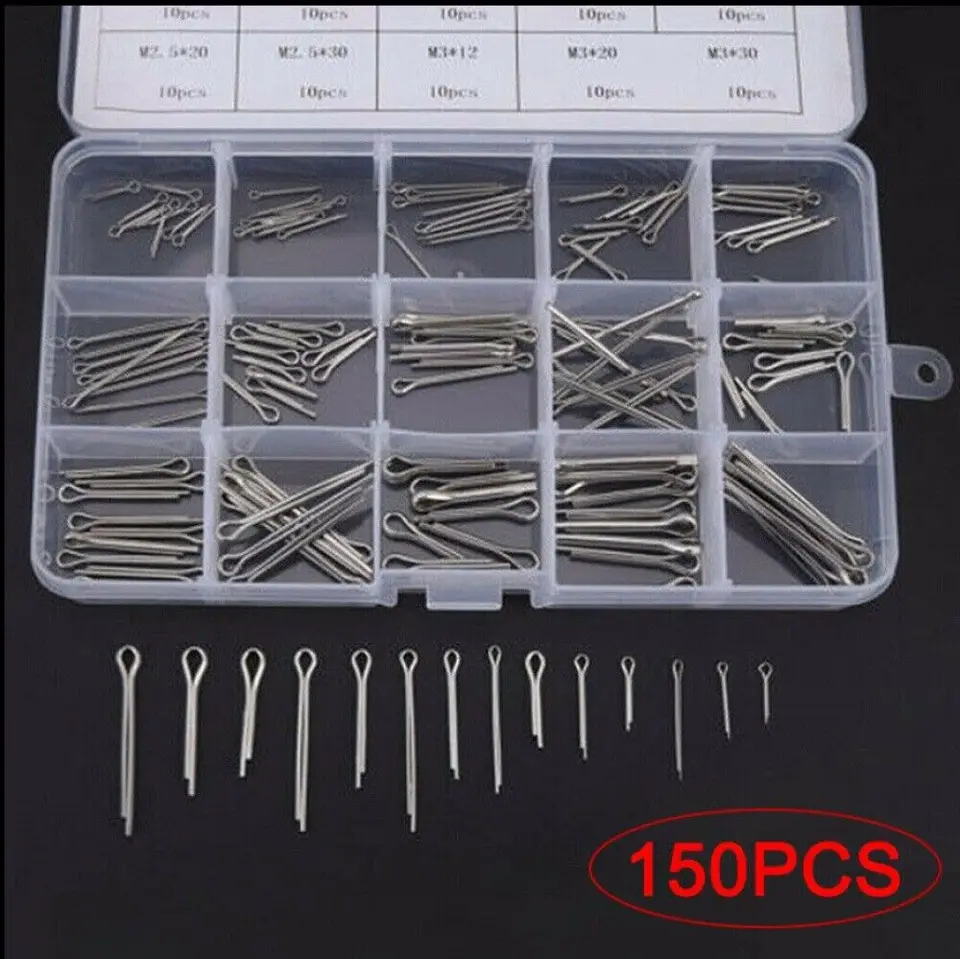 Steel Split Pins | 150pc Assortment | Marine Grade 304 - Thumbnail 3