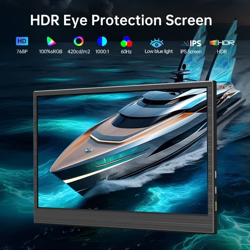 HGFRTEE Portable Monitor | 10.5" 1280P 420 Nits | Laptop, Mac, Xbox, PS5 Display - Thumbnail 5