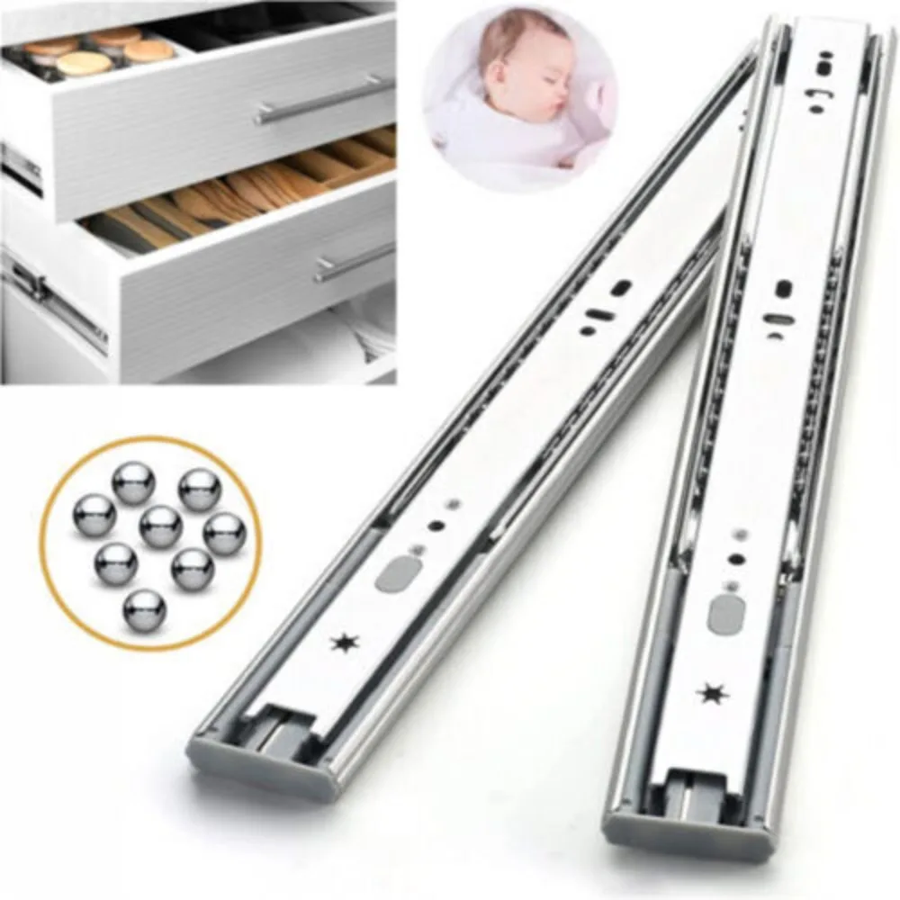 Soft-Close Drawer Slides | 3-Section Full Extension | Heavy-Duty Stainless Steel Runners - Thumbnail 2